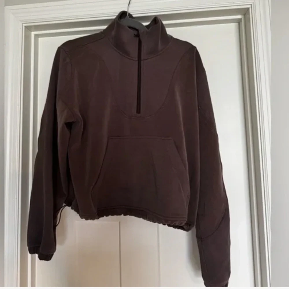 Lululemon Brushed Softstreme Ribbed half zip - espresso - size 2